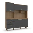 Cozinha Compacta 5 Portas 3 Gavetas Ravena Ipê Nobre/grafite