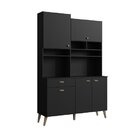 Cozinha Compacta 5 Portas E 1 Gaveta Atena Preto Ônix