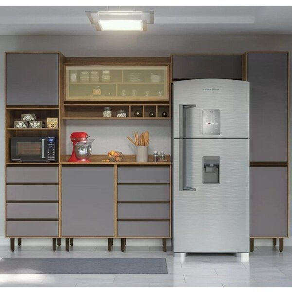 Cozinha Compacta 6 Peças 6 Portas 8 Gavetas Confort Cinamomo/