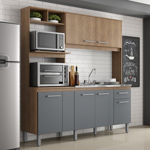 Cozinha Compacta 6 Portas 1 Gaveta 2 Nichos Para Forno Alicia