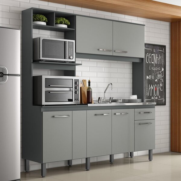 Cozinha Compacta 6 Portas 1 Gaveta 2 Nichos Para Forno Alicia