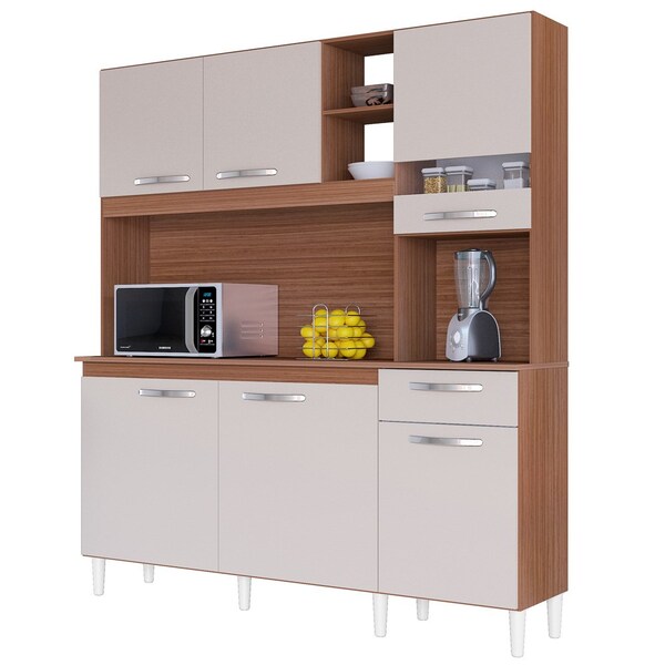 Cozinha Compacta 6 Portas 1 Gaveta Bárbara Capuccino/off Whit