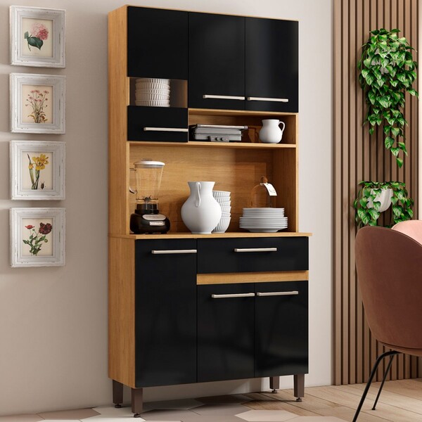 Cozinha Compacta 6 Portas 1 Gaveta Dakar/preto 2090p - Delmar