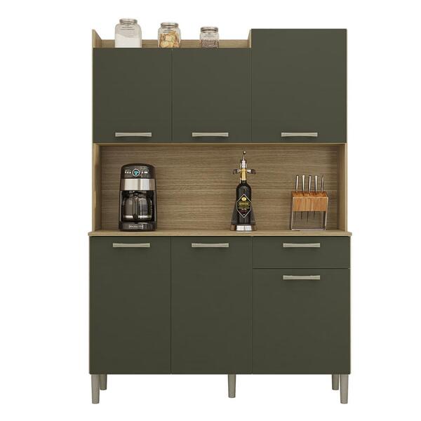 Cozinha Compacta 6 Portas 1 Gaveta Kits Paraná Genova Verde M