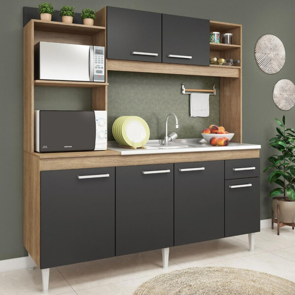 Cozinha Compacta 6 Portas 1 Gaveta Nichos Julia Fellicci Móve