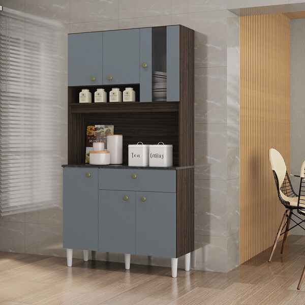 Cozinha Compacta 6 Portas 1 Gaveta Onix Poquema