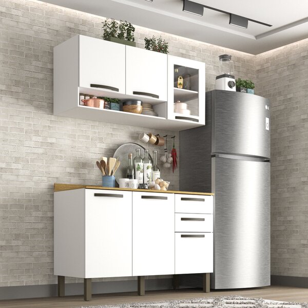 Cozinha Compacta 6 Portas 2 Gavetas Bella Sallêto Móveis Bran