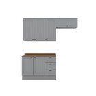 Cozinha Compacta 6 Portas 3 Gavetas Emily Cinza/nature