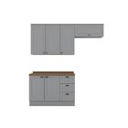 Cozinha Compacta 6 Portas 3 Gavetas Emily Cinza/nature