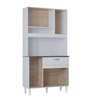 Cozinha Compacta 6 Portas Com Vidro 1 Gaveta Coral Poquema