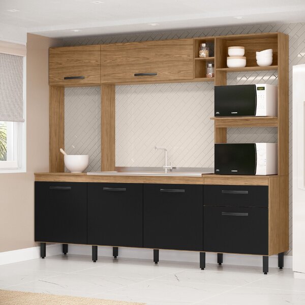 Cozinha Compacta 6 Portas E 1 Gaveta Zoe Espresso Móveis Frei