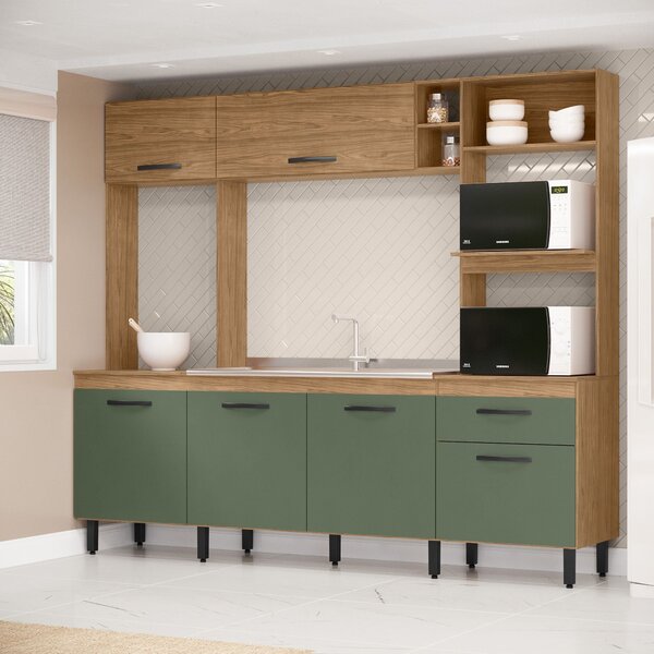 Cozinha Compacta 6 Portas E 1 Gaveta Zoe Espresso Móveis Frei