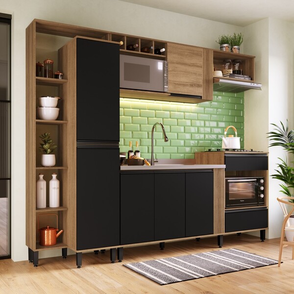 Cozinha Compacta 7 Portas 1 Gaveta C/ Paneleiro Laura La0020