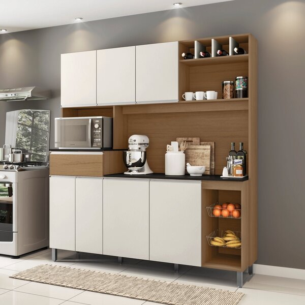 Cozinha Compacta 7 Portas 1 Gaveta Maria  Carvalho/off White