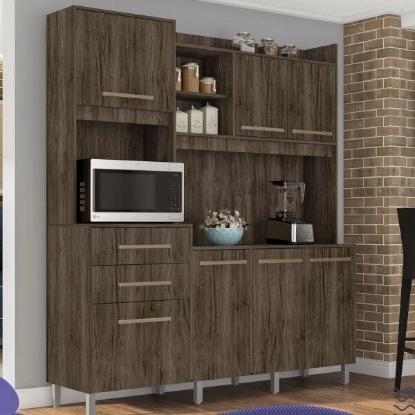 Cozinha Compacta 7 Portas 2 Gavetas 3 Nichos 1800 Prime Madine