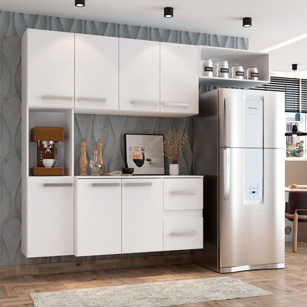 Cozinha Compacta 7 Portas 2 Gavetas Suspensa Armário E Balcão