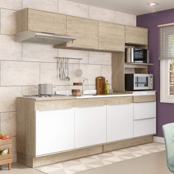 Cozinha Compacta 7 Portas 3 Gavetas Com Rodapé Slim Decibal