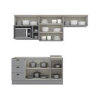 Cozinha Compacta 7 Portas 3 Gavetas Emily Cinza/calcare