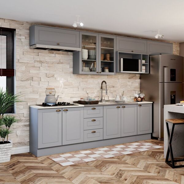 Cozinha Compacta 8 Peças Com Balcão E Tampo Para Cooktop Emil