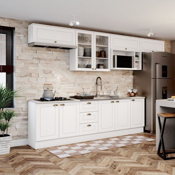 Cozinha Compacta 8 Peças Com Balcão E Tampo Para Cooktop Emil