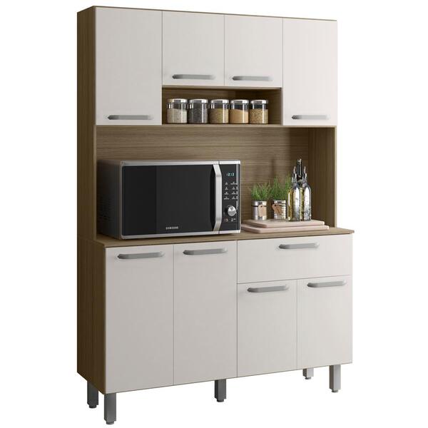 Cozinha Compacta 8 Portas 1 Gaveta 120cm 15011 Oak Off White