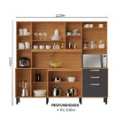 Cozinha Compacta 8 Portas 3 Gavetas 220cm Espaço Para Forno E