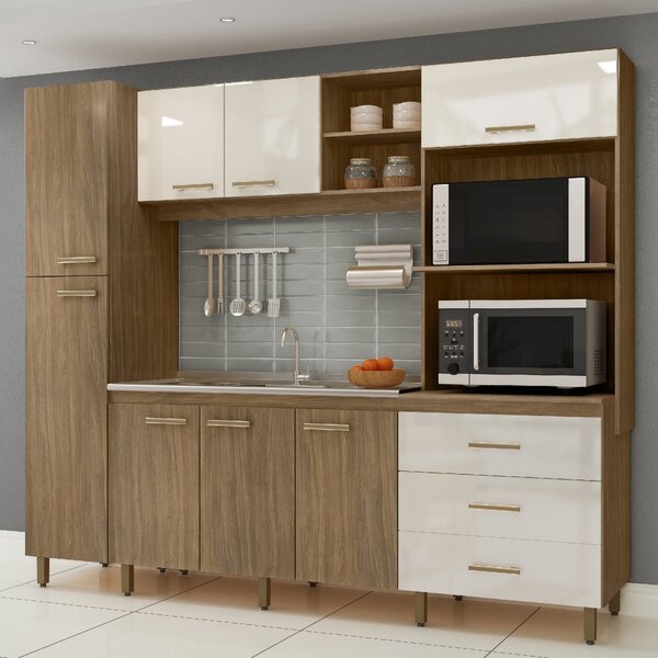 Cozinha Compacta 8 Portas 3 Gavetas 2 Nichos Para Forno Vitór