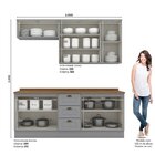 Cozinha Compacta 8 Portas 3 Gavetas Emily Cinza/nature