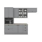 Cozinha Compacta 8 Portas 5 Gavetas Emily Cinza/calcare