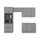 Cozinha Compacta 8 Portas 5 Gavetas Peças Emily Cinza/nature