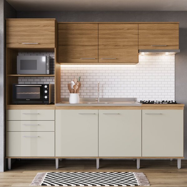 Cozinha Compacta 8 Portas E 2 Gavetas Gaia Decibal Naturalle/