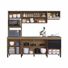 Cozinha Compacta 8 Portas E 2 Gavetas Paola  Mel/preto Brilho