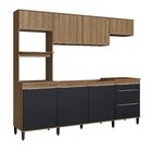 Cozinha Compacta 8 Portas E 2 Gavetas Paola  Mel/preto Brilho