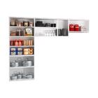 Cozinha Compacta Aço 3 Peças Com Vidros Armários Aéreos E Pan