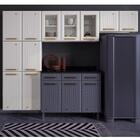 Cozinha Compacta Aço 3 Peças Com Vidros Armários Aéreos E Pan