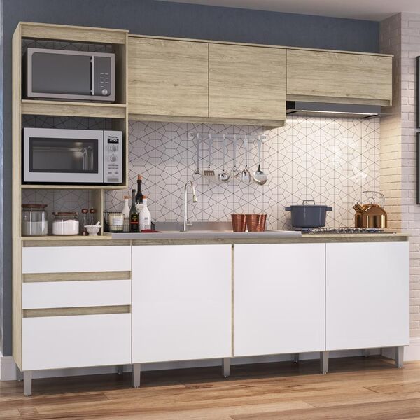 Cozinha Compacta Alecrim 7 Portas 2 Gavetas Malbec/branco - D