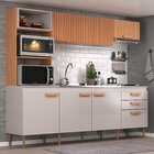 Cozinha Compacta Alta 6 Portas 3 Gavetas Freijó E Fumê Antone