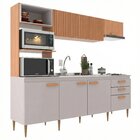 Cozinha Compacta Alta 6 Portas 3 Gavetas Freijó E Fumê Antone