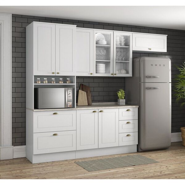 Cozinha Compacta Americana 4 Peças 6 Portas 5 Gavetas Com Tor