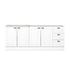 Cozinha Compacta Americana 4 Portas 3 Gavetas 100% Mdf Branco