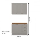 Cozinha Compacta Americana 5 Portas 3 Gavetas 100% Mdf Cinza/