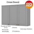 Cozinha Compacta Americana 6 Portas 3 Gavetas 100% Mdf Cinza/