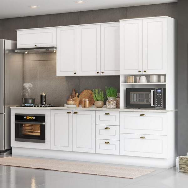 Cozinha Compacta Americana 8 Portas 5 Gavetas Branco - Henn