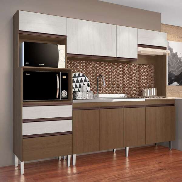 Cozinha Compacta Ariel 10 Pt 2 Gv Marrom E Gelo