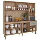 Cozinha Compacta Arizona 8 Portas 1 Gaveta Com Vidro Carvalho