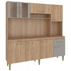 Cozinha Compacta Arizona 8 Portas 1 Gaveta Com Vidro Carvalho