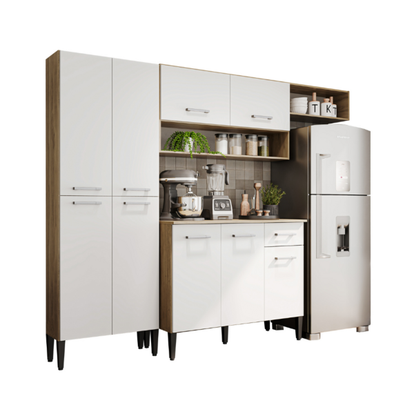Cozinha Compacta Arizona Glam Carvalho Com Branco Carraro | Leroy