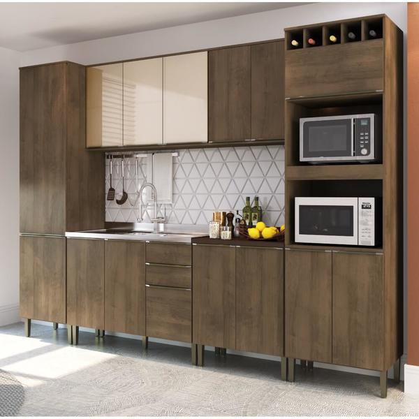 Cozinha Compacta Austria Iii Gabinete Para Pia E Balcao Para Cooktop Dark Off White Leroy Merlin