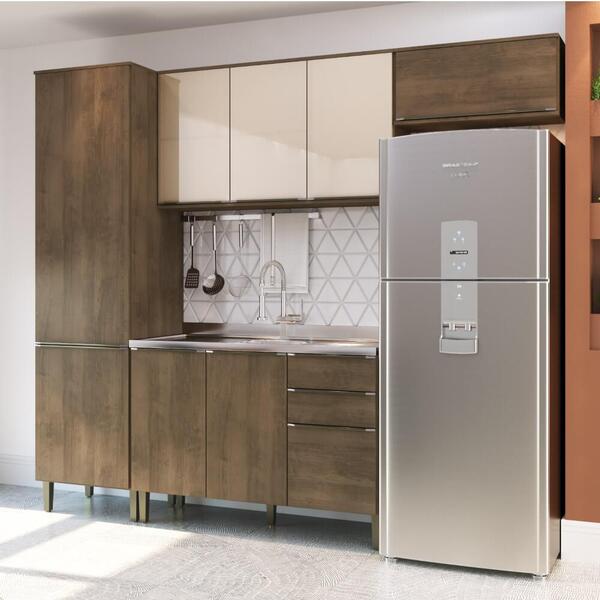 Cozinha Compacta Áustria Paneleiro E Portas Com Vidros - Dark