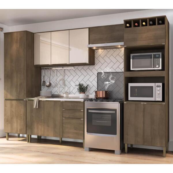 Cozinha Compacta Áustria Torre Quente E Aéreo Vidros - Dark/o